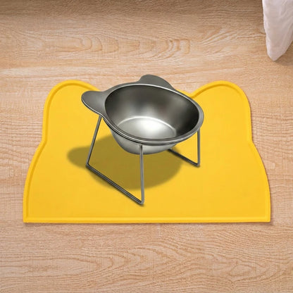 Elevated Stainless Steel Cat Food & Water Bowl with Stand