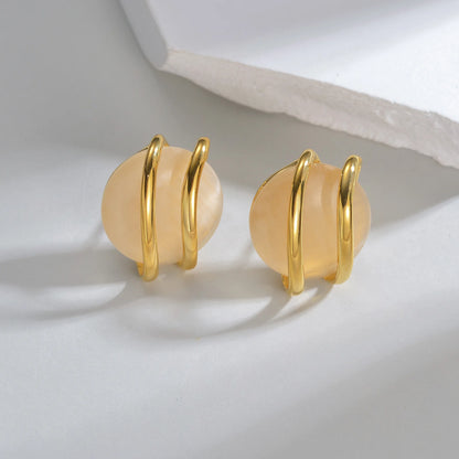 Elegant Round Pendant Jewelry Set - Necklace & Matching Stud Earrings