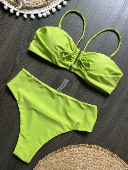 Ruched Bikini Set - Two-Piece Swinmsuit