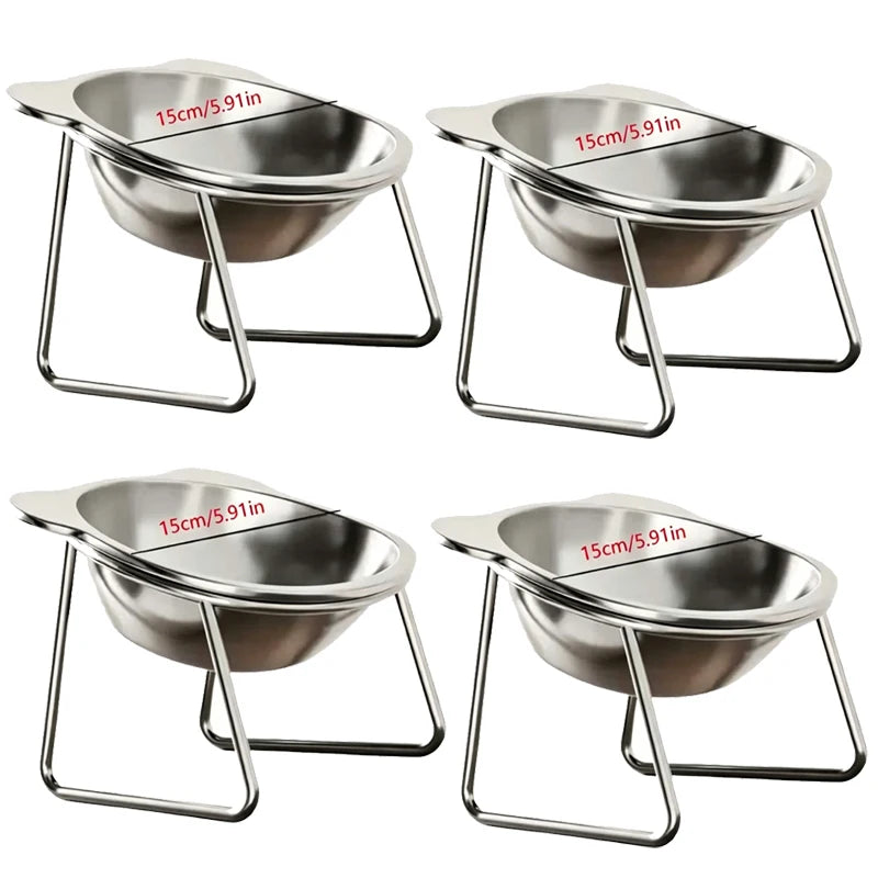 Elevated Stainless Steel Cat Food & Water Bowl with Stand