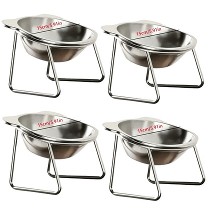 Elevated Stainless Steel Cat Food & Water Bowl with Stand