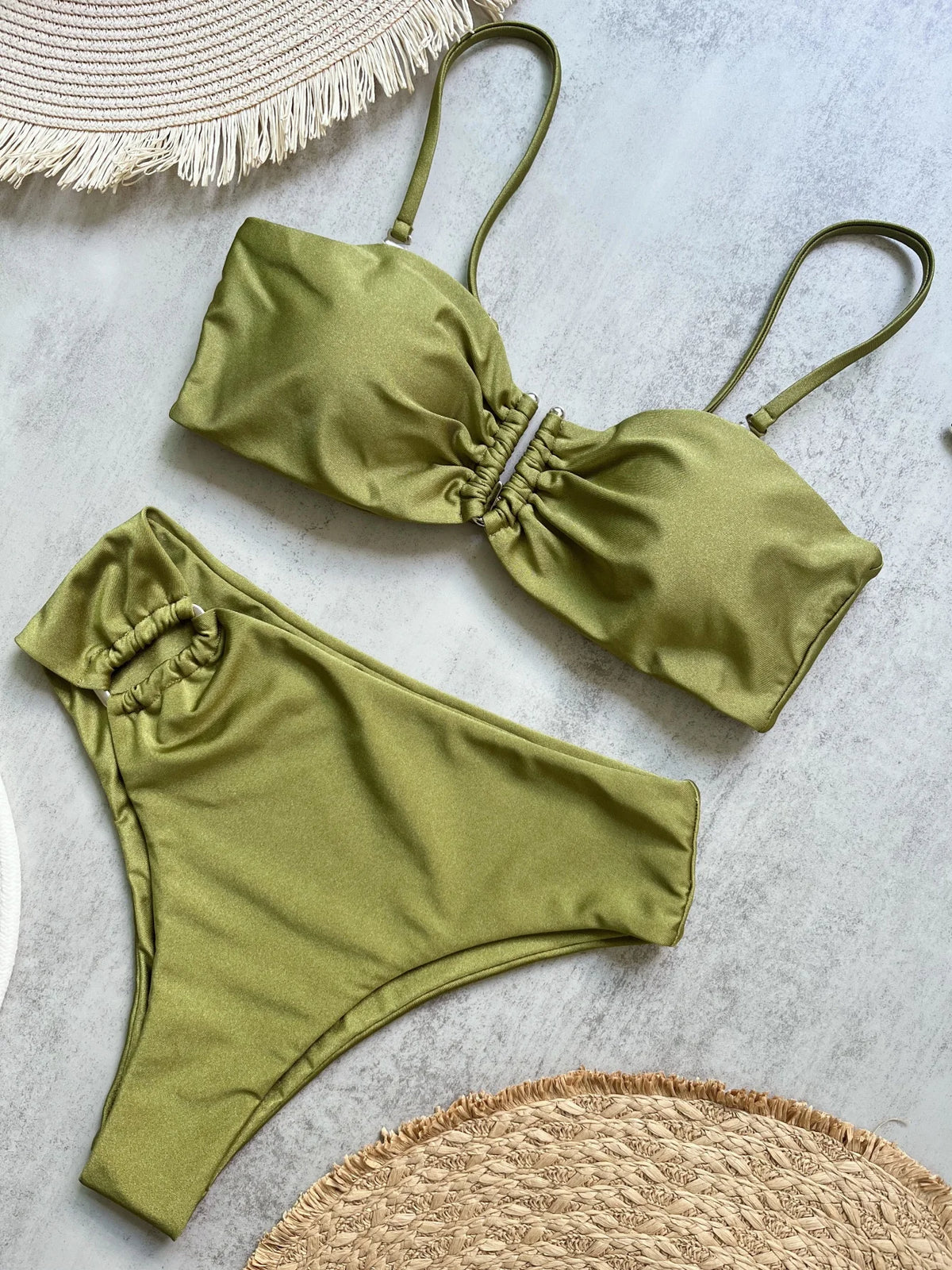 Ruched Bikini Set - Two-Piece Swinmsuit