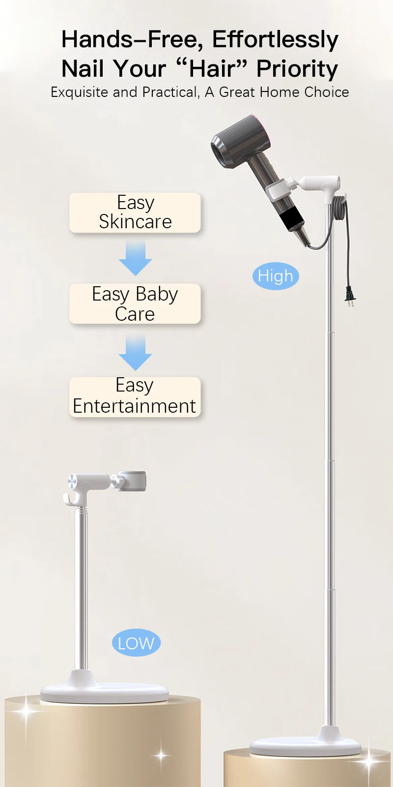 Adjustable Hands-Free Hair Dryer Stand