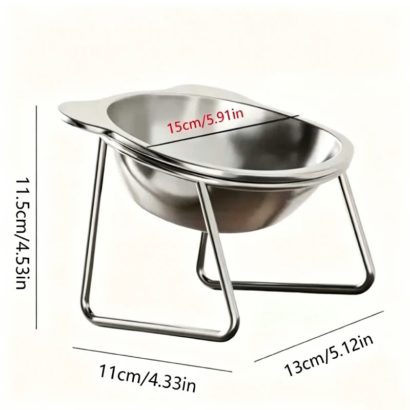 Elevated Stainless Steel Cat Food & Water Bowl with Stand