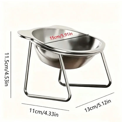 Elevated Stainless Steel Cat Food & Water Bowl with Stand